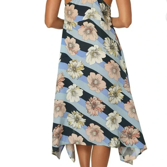 Oneill blue floral Aries midi dress size medium - Picture 2 of 9